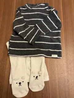 フリースストライプTシャツとタイツのセット