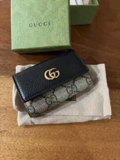 GUCCI キーケース ブラック/ベージュ