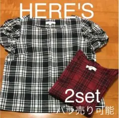 HERE'S パフスリーブ チェックトップス 2setのサムネイル