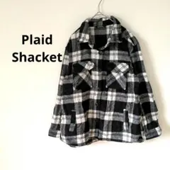 Plaid Shacket　こども　シャツ　ジャケット　厚手　ブラック　白