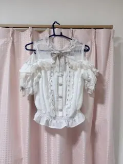 LIZ LISA レースオープンショルダーブラウス ホワイト ピンク 白 