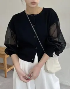 【新品】CAPRICIEUX LE'MAGE シアースリーブショートカーディガンのサムネイル