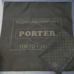 PORTER　ブラックパターン バンダナノベルティ非売品　ロゴ・フラワー　クロのサムネイル