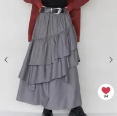PAGEBOYフリル付きグレー　フレアスカート