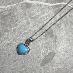 ヴィンテージ ハートネックレス ターコイズブルー シルバー925 刻印 シンプル