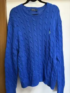 Polo Ralph Lauren ケーブルニットセーター XL 青　ラルフ