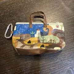 カルディ　KALDI 伝説柄　カラビナ付きミニバッグ