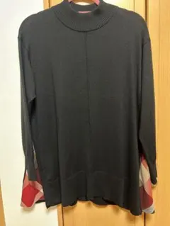 ブルーレーベル クレストブリッジ　ブラック 長袖ニット サイドチェック柄