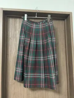 チェックスカート　グリーン　レッド　タータンチェック