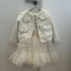 ホワイトツイードドレス&ジャケットセット　110