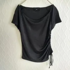 ✨4℃✨半袖Tシャツ カットソー 黒 トップス 無地リボン シンプル綺麗めのサムネイル