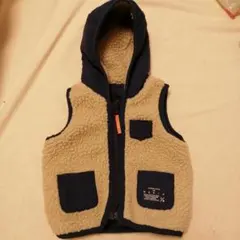 フリースフード付きベスト ネイビー