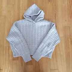 ジーユー GIRLSケーブルニットクロップドパーカJR パープル