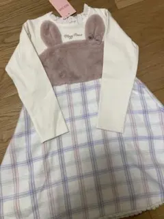 新品タグ付　メゾピアノ ウサギ耳 長袖ワンピース