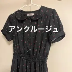 アンクルージュ花柄 半袖ワンピース 黒