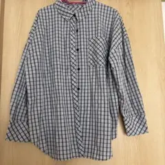 ブルー チェック柄長袖シャツ Lサイズ
