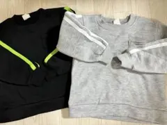 グレーと黒のトレーナーセット　毛玉あり　キッズ　110cm