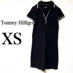 【トミー ヒルフィガー】ブラック　ポロシャツデザイン　スリムワンピース　XS