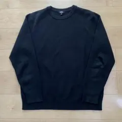 ウォッシャブルミラノリブクルーネックセーター　ユニクロ　XL ブラック