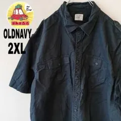 USA古着 OLDNAVY 半袖ボタンシャツ 2XL ブラックのサムネイル