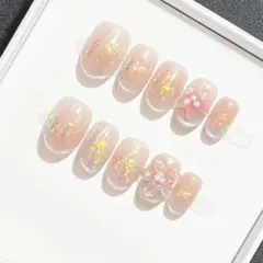 【現品·Sサイズ】ハンドメイド花柄ネイルチップ10個セット