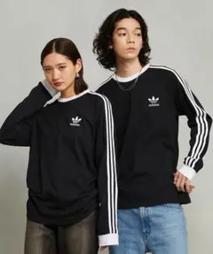 アディダスオリジナルス　スリーストライプス 長袖Tシャツ / ロンT / 黒