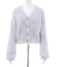 INGNI イング　Vネックリボンボタンフェザーニットカーディガン