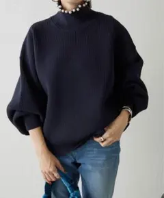 BEARDSLEY ビアズリー　ボリュームスリーブチュニックニット ブラック　黒 BEARDSLEY ビアズリー ボリュームスリーブチュニックニット ブラック