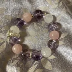 天然石ブレスレット（アメジスト・ローズクォーツ）