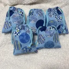 ハンドメイド　巾着5点セット①