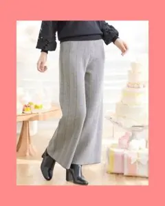 ♣新品未使用！ヘリンボーン柄ワイドパンツ　ML　ブラック