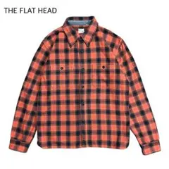 THE FLAT HEAD ヘビー チェック ネルシャツ オレンジ 40