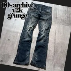 y2k grunge flare denim pants shoecut 00s