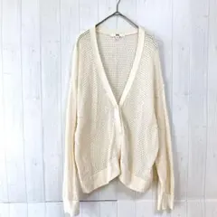 UNIQLO　メッシュショートカーディガン　ホワイト　コットン　XL