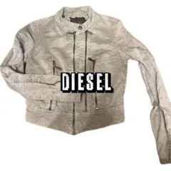 【DIESEL】シングルライダースジャケット グレー グランジ 水玉