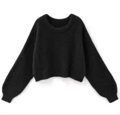 GRL ショート丈フェザーニットプルオーバー ブラック kz119ブラック