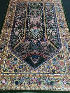 最希少作 ペルシャ絨毯 イラン クム産　シルク100% 手編み289万ノット　緑