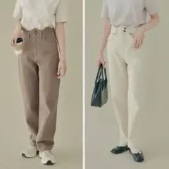 collin デニムパンツ ウェーブ ブラウン L