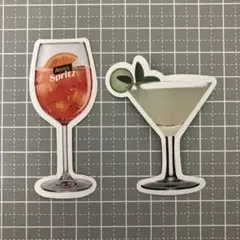 防水ステッカー　2枚セット　グラス　カクテル　送料無料