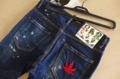 新品 ディースクエアード ペイント ダメージ&リペア加工 ストレッチデニム 48