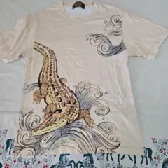 MASH MANIA 半袖Tシャツ ワニ柄 ベージュのサムネイル