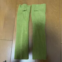 グリーン リブ編み アームカバー 手袋