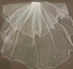 お値下しました‼️【新品】ホワイトウェディングベール パール付き フリルエッジ