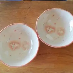 花柄 八角形 茶碗 2個セット