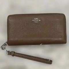 COACH コーチ 二つ折り財布 ラウンドファスナー レザー オレンジ
