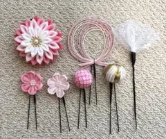 つまみ細工　髪飾り　かんざし　着物　和服　ピンク