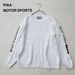 PIAA ピアモータースポーツ コットンニット クルーネック ロゴ 白