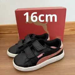 PUMA ブラック ピンク スニーカー ベルクロプーマ　スニーカー 16cm