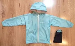 【良品】montbell キッズ レインコート 130cm ミントグリーン