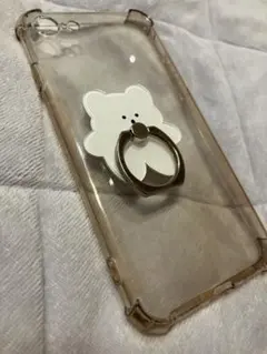iPhone SE 8 用クリアケース クマリングスタンド付き